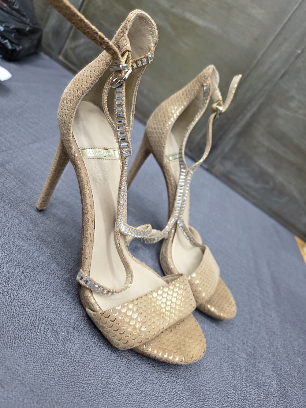 Marciano by Guess Rhinestone T-Strap Heels Size 6.5